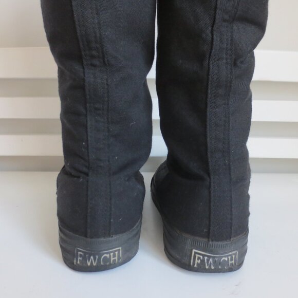 KNEE HIGH CANVAS WOMEN'S LACE UP BOOTS BLACK Sz-8 - Picture 4 of 7